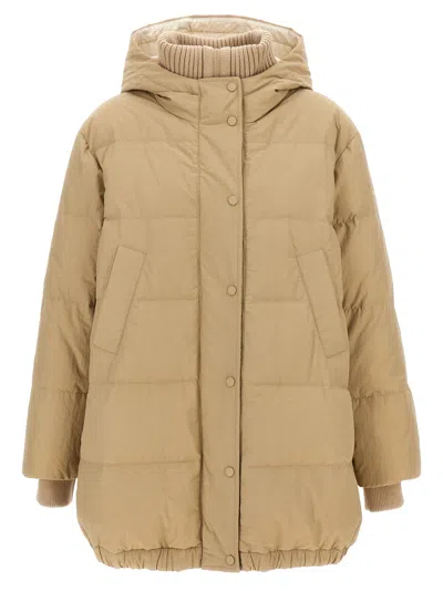 Brunello Cucinelli Nylon Down Jacket Casual Jackets, Parka In Beige