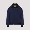 Brunello Cucinelli Nylon Down Jacket With A Shearling Collar In Blue