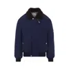 Brunello Cucinelli Tailored Feather Down Jacket With Sheepskin Collar In Blue