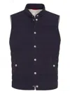 Brunello Cucinelli Quilted High Neck Sleeveless Jacket In Blue