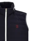 Brunello Cucinelli Gilet In Navy Blue With Front Two-way Zip Fastening In Blue