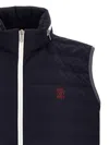 Brunello Cucinelli Gilet In Navy Blue With Front Two-way Zip Fastening In Blue