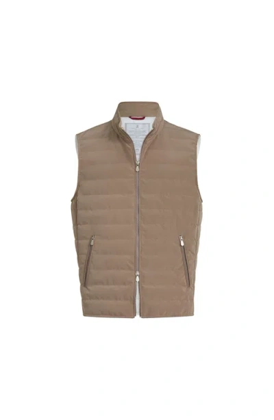 Brunello Cucinelli Nylon Down Vest In Green