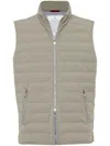 Brunello Cucinelli High-neck Quilted Gilet In Green