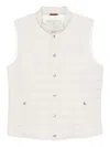 Brunello Cucinelli Men Water-resistant Microfiber Lightweight Down Vest In White