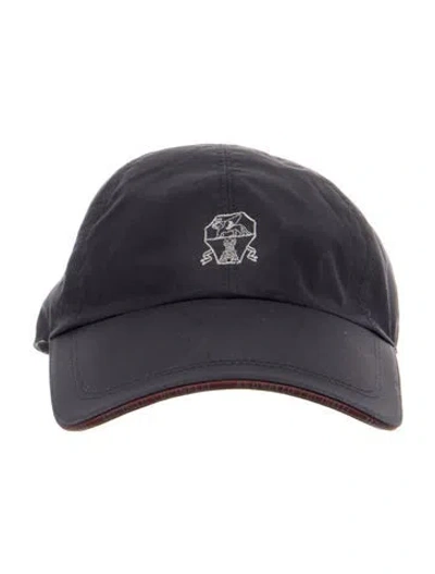 Pre-owned Brunello Cucinelli Nylon Embroidered Baseball Cap In Blue