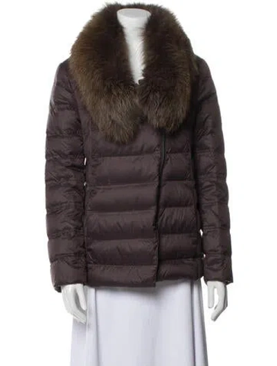Pre-owned Brunello Cucinelli Nylon Faux Fur Jacket In Brown