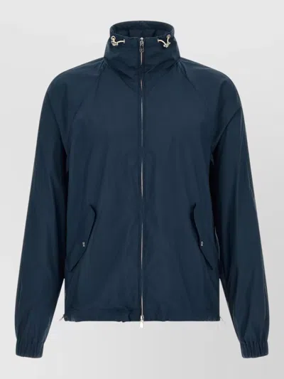 Brunello Cucinelli Nylon Hooded Jacket Drawstring Hem In Blue