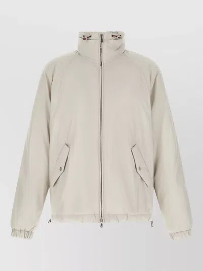 Brunello Cucinelli Nylon Hooded Raglan Coat Drawstring Hem In Neutral