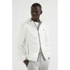 Brunello Cucinelli Men Bonded Nylon Hooded Outerwear Jacket With Logo In Off-white