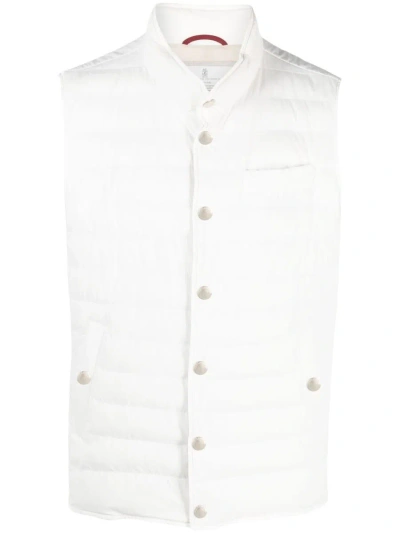 Brunello Cucinelli Nylon Padded Vest In Off,white