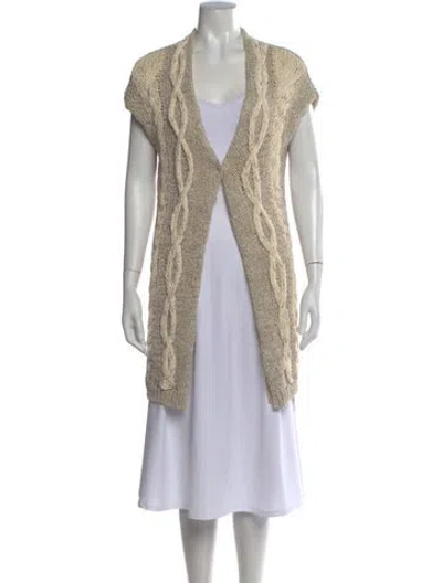 Pre-owned Brunello Cucinelli Nylon Plunge Neckline Sweater In Neutral