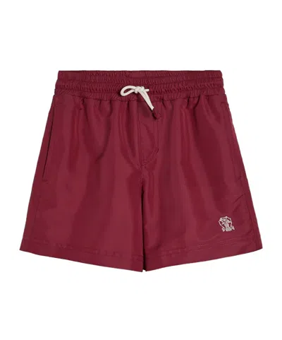 Brunello Cucinelli Nylon Swim Shorts With Logo In Animal Print
