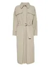 Brunello Cucinelli Silhouette-defining Long Coat With Adjustable Waistband In Neutral
