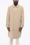 Brunello Cucinelli Nylon Trench Coat With Hidden Buttoning In Brown