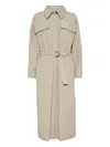 Brunello Cucinelli Trench Coat Belted Back Vent In Neutral