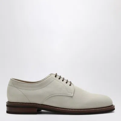 Brunello Cucinelli Suede Derby Shoes In Beige