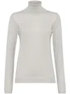 Brunello Cucinelli Cashmere-silk Glitter Turtleneck Sweater In Off White