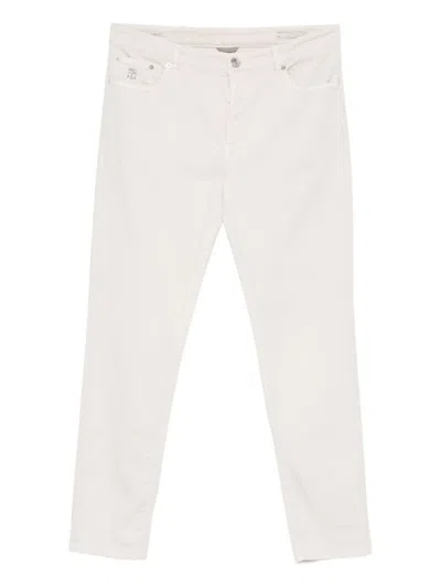 BRUNELLO CUCINELLI OFF WHITE COTTON CHINO TROUSERS