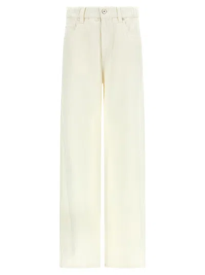 Brunello Cucinelli Off White Cotton Trousers
