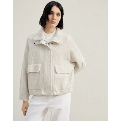 Brunello Cucinelli Off White Relaxed Cotton Jacket