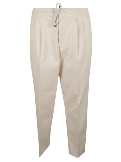 Brunello Cucinelli Off-white Tapered Trousers In Grey
