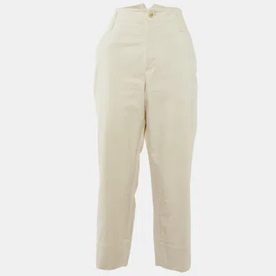 Pre-owned Brunello Cucinelli Off-white Textured Cotton Trouser M