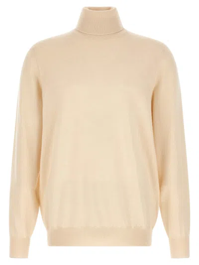 Brunello Cucinelli Off White Turtle Neck Sweatshirt In Multi