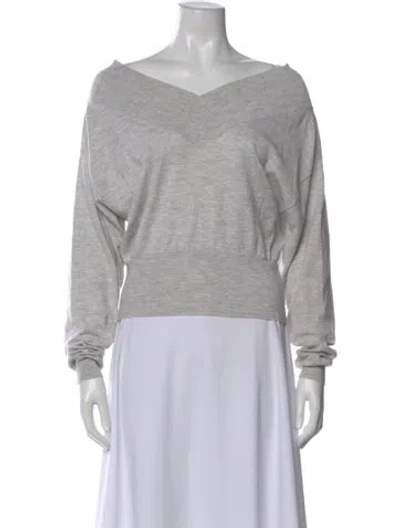 Pre-owned Brunello Cucinelli Off-the-shoulder Long Sleeve Top In Gray
