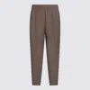 Brunello Cucinelli Olive Brown Linen-viscose Blend Pants In Brown
