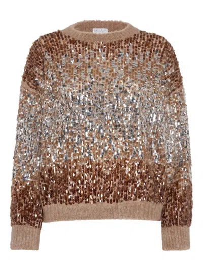 BRUNELLO CUCINELLI OMBRÉ-EFFECT SEQUIN-EMBELLISHED SWEATER