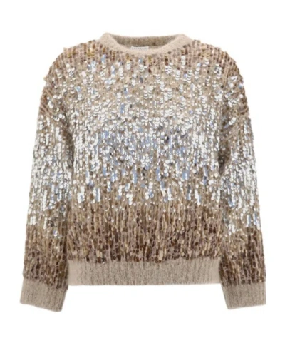 BRUNELLO CUCINELLI OMBRÉ-EFFECT SEQUIN-EMBELLISHED SWEATER