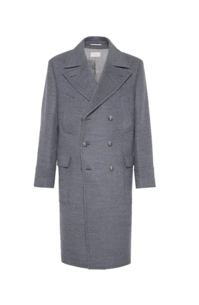 Brunello Cucinelli Double-breasted Wool Coat In Multicolor