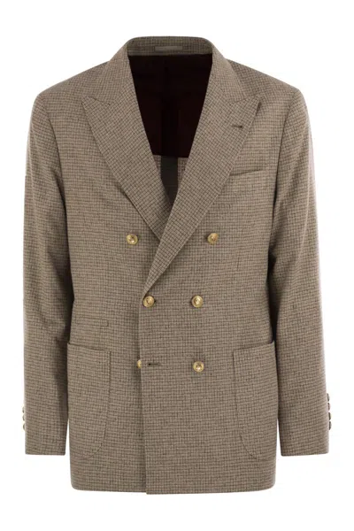 BRUNELLO CUCINELLI BRUNELLO CUCINELLI ONE-AND-A-HALF BREASTED DECONSTRUCTED JACKET IN CHECKED FLANNEL
