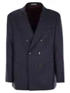 Brunello Cucinelli One And A Half Breasted Deconstructed Jacket In Virgin Wool In Blue