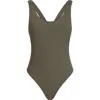 Brunello Cucinelli One Piece Swimsuit Scoop Neckline High Cut In Brown