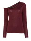 Brunello Cucinelli One-shoulder Chain-embellished Top In Burgundy
