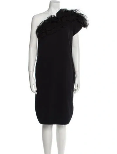 Pre-owned Brunello Cucinelli One-shoulder Knee-length Dress In Black