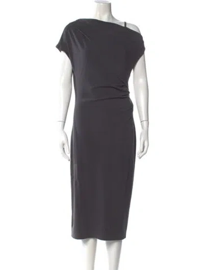 Pre-owned Brunello Cucinelli One-shoulder Long Dress In Gray