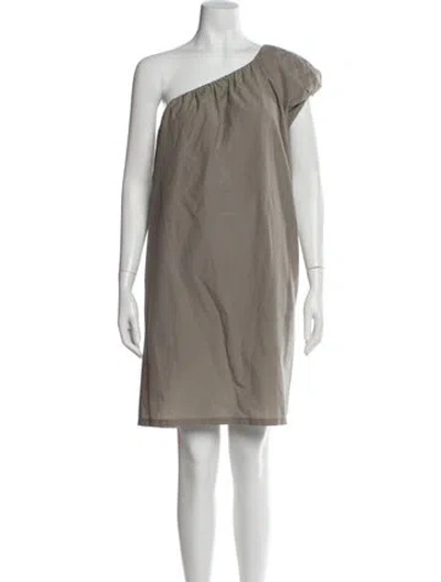 Pre-owned Brunello Cucinelli One-shoulder Mini Dress In Gray