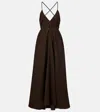 Brunello Cucinelli Open-back Midi Dress In Brown