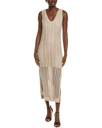 Brunello Cucinelli Open Crochet Knit Tunic In Neutral