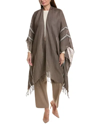 Brunello Cucinelli Open Front Linen Poncho In Brown