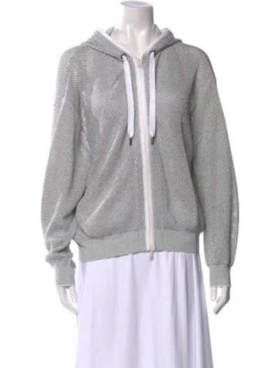 Pre-owned Brunello Cucinelli Open Front Long Sleeve Hoodie In Gray