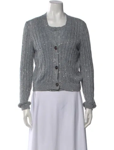 Pre-owned Brunello Cucinelli Open Front Sweater In Blue