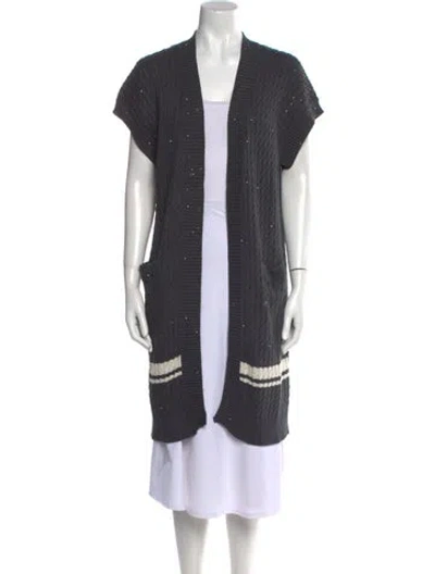 Pre-owned Brunello Cucinelli Open Front Sweater In Gray