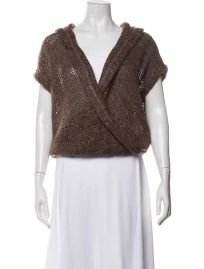Pre-owned Brunello Cucinelli Open Front Sweater W/ Tags In Brown/metallic