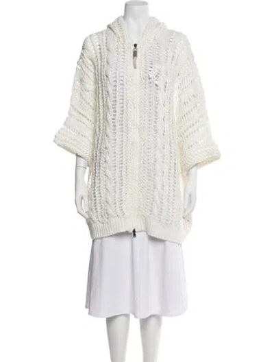 Pre-owned Brunello Cucinelli Open Front Sweater W/ Tags In White