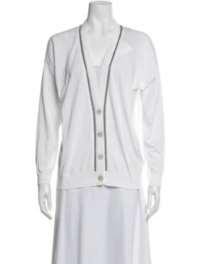 Pre-owned Brunello Cucinelli Open Front Sweater W/ Tags In White