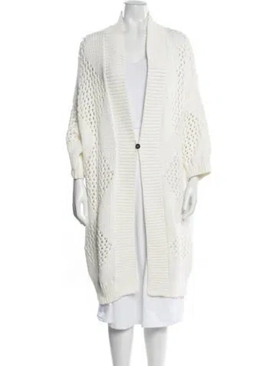 Pre-owned Brunello Cucinelli Open Front Sweater In White